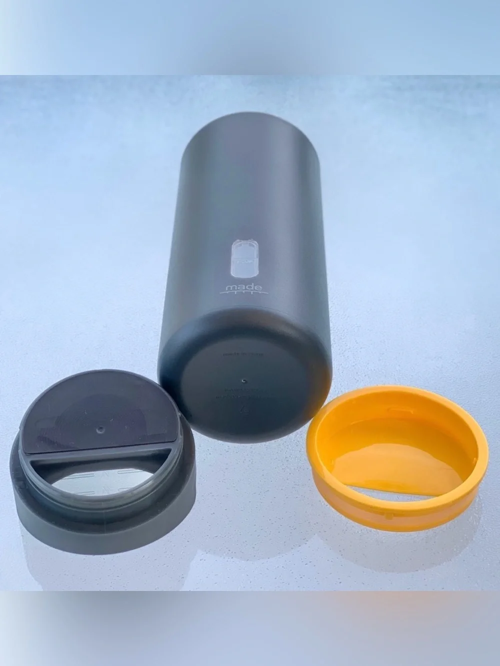 Made Gray and Yellow 36 Oz. Measuring Food Storage Container